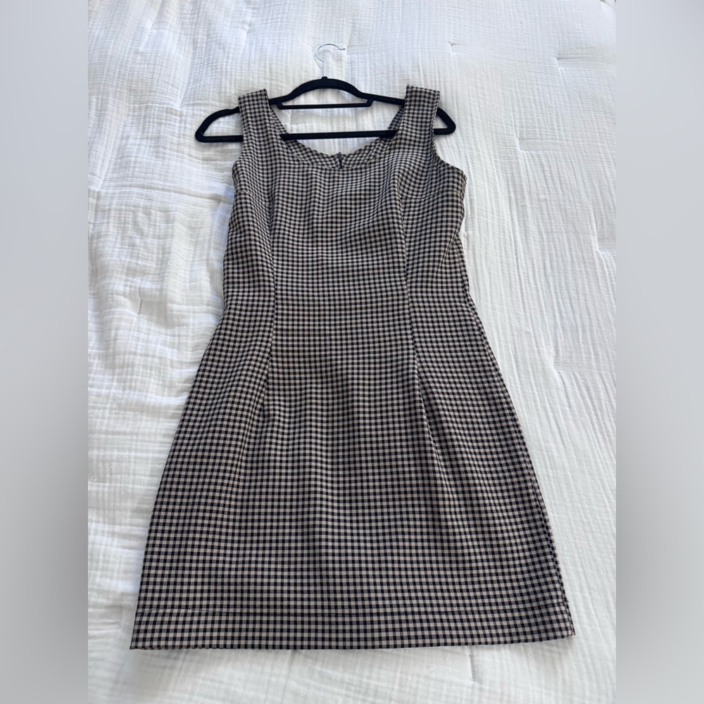Vintage Black and Cream Checkered Mini Dress